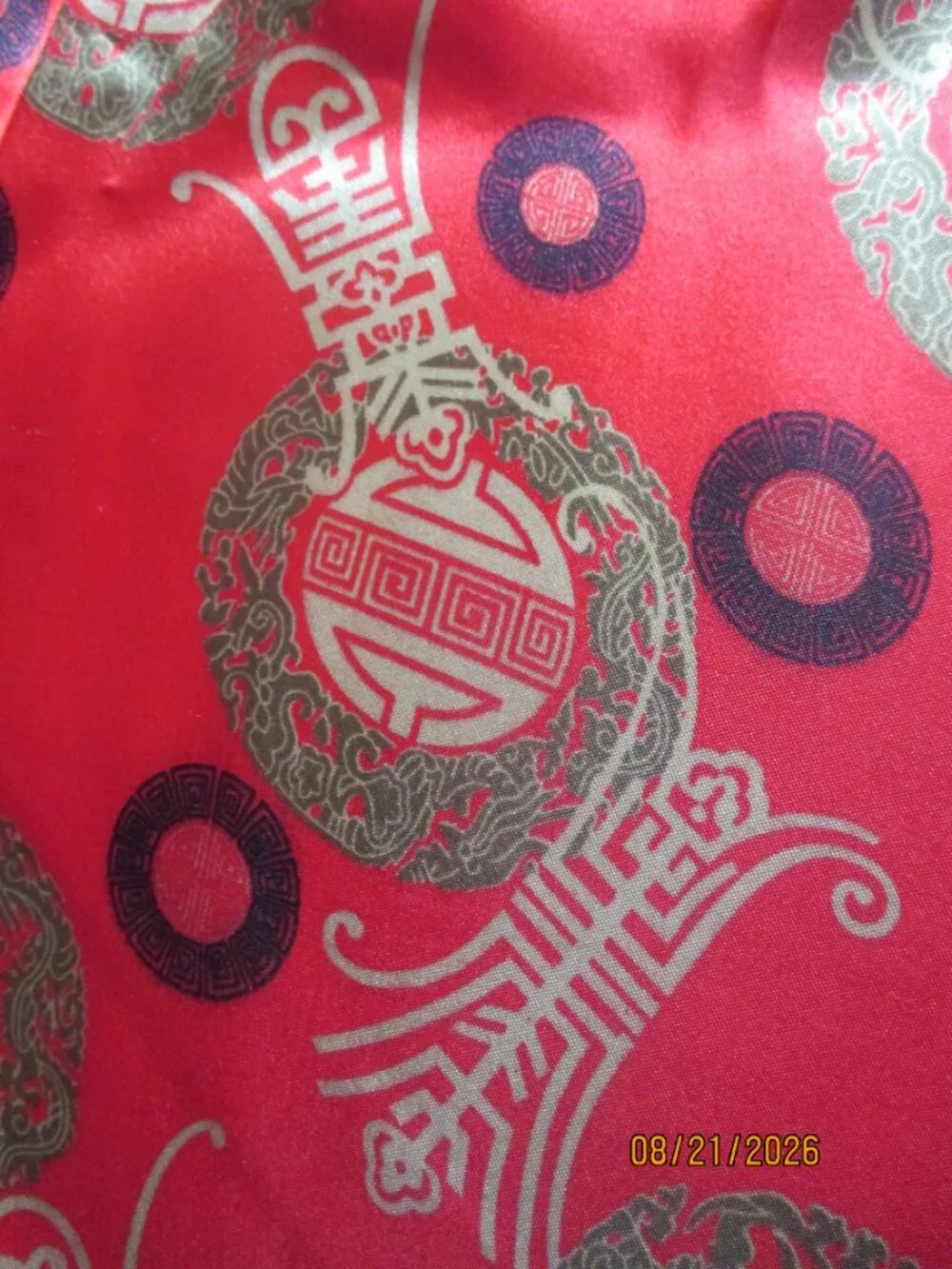 VINTAGE CHINESE BROCADE FABRIC/FABRIC FREEDOM/SHANGHAI STORY/RED & GOLD/NOS